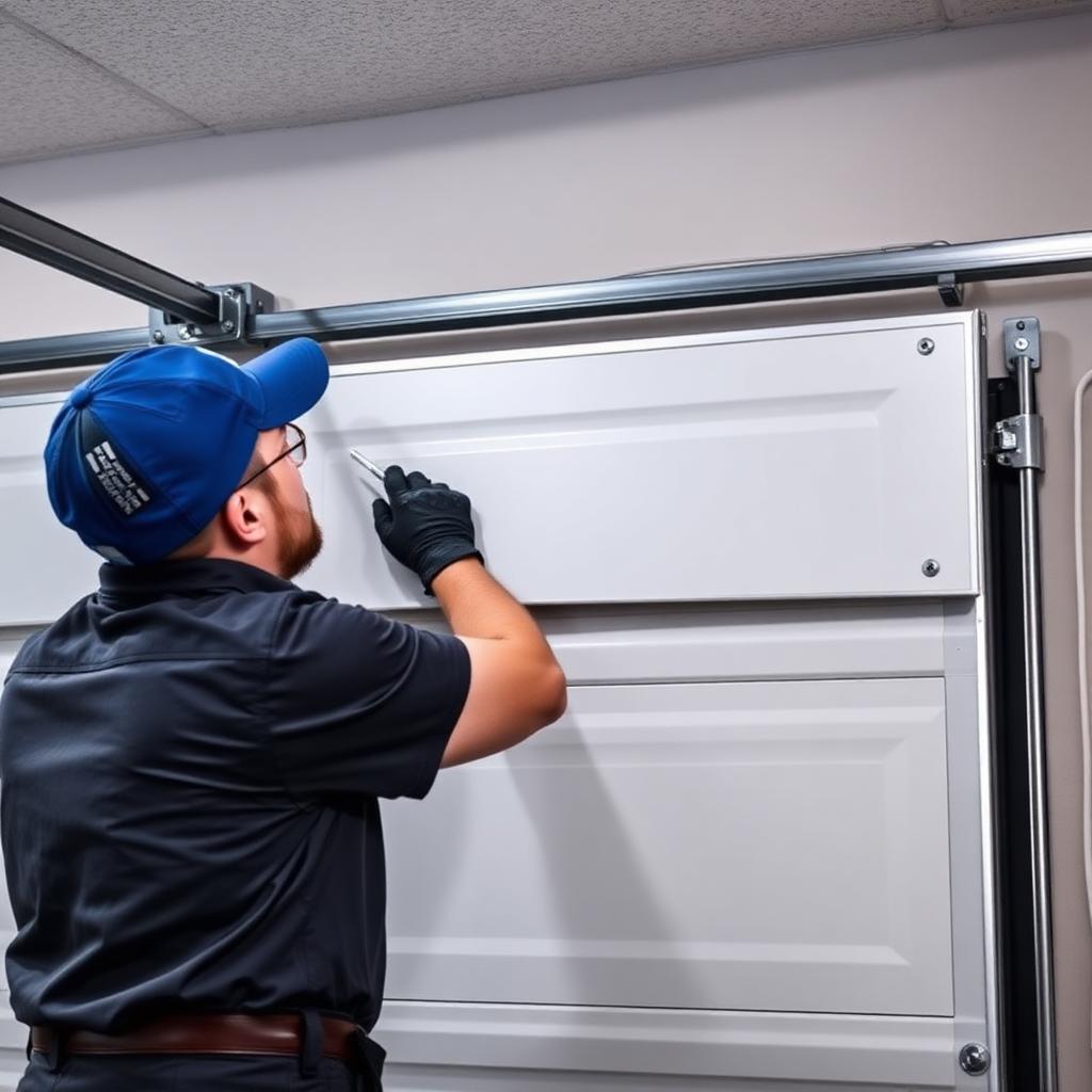 Professional garage door technician from Garage Door Rickreall installing a new door
